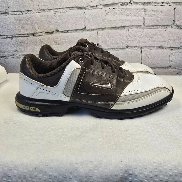 MENS NIKE AIR TOUR WHITE BROWN SADDLE GOLF SHOE MENS SIZE 10 EUC - Picture 8 of 8